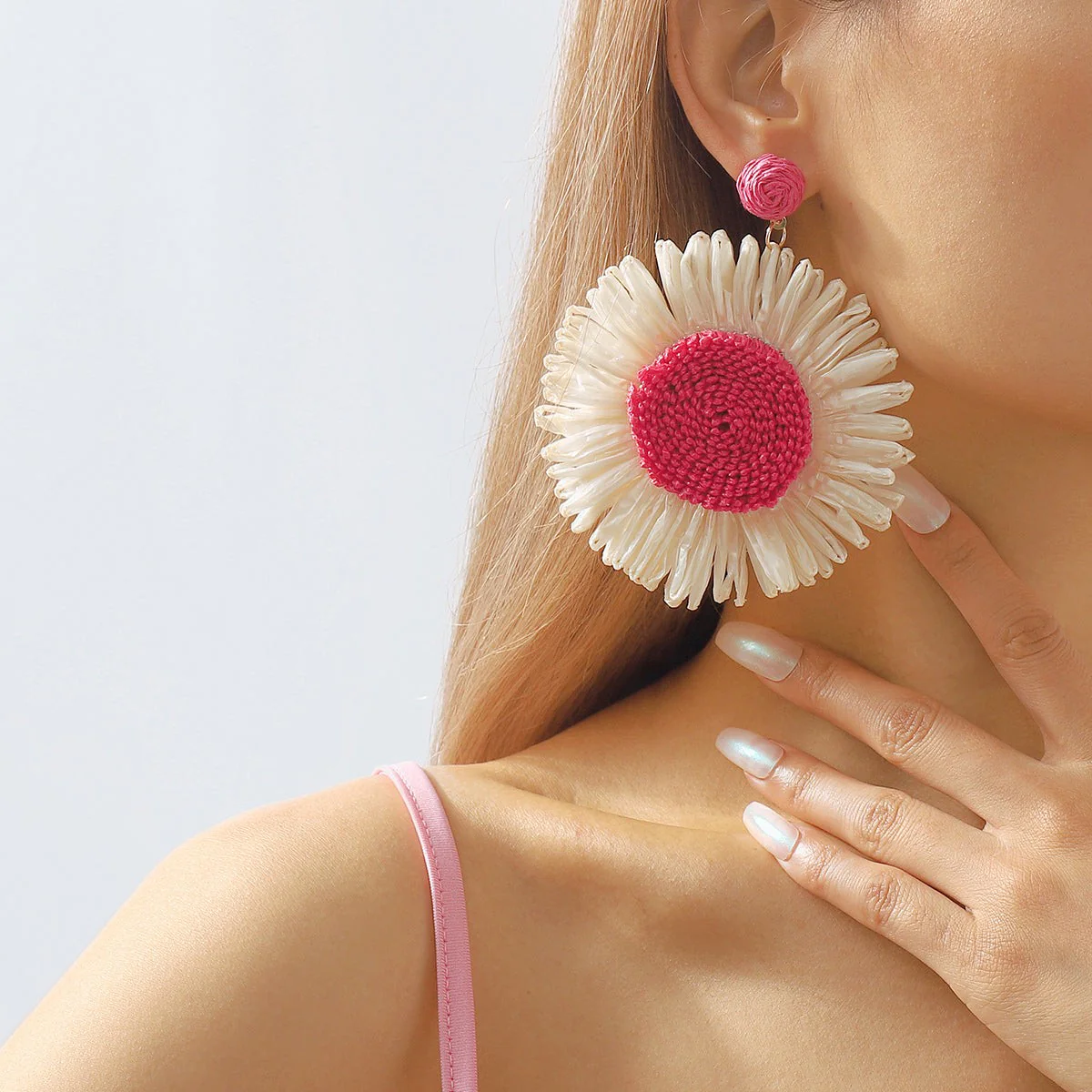 Bohemian Braided Pink Floral Earrings — Twinkles For You
