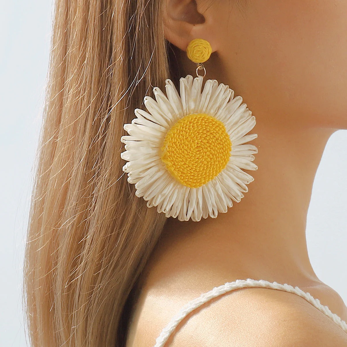 Bohemian Braided Yellow Floral Earrings — Twinkles For You