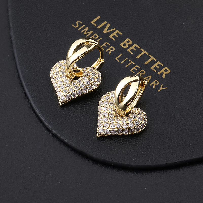 Copper zirconia micro-paved love earrings — Twinkles For You