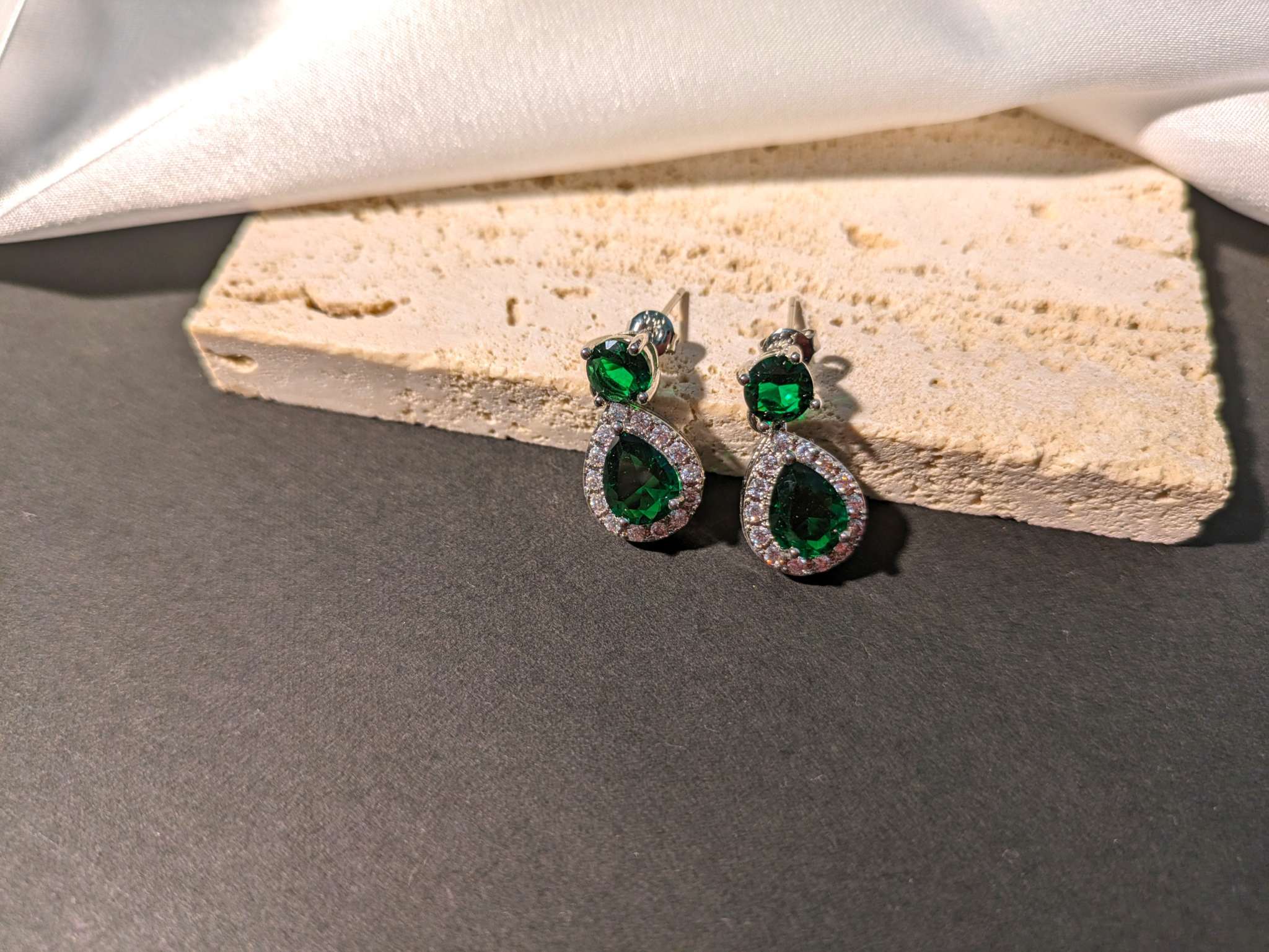 Drop Shaped Green Crystal Stud Earrings — Twinkles For You