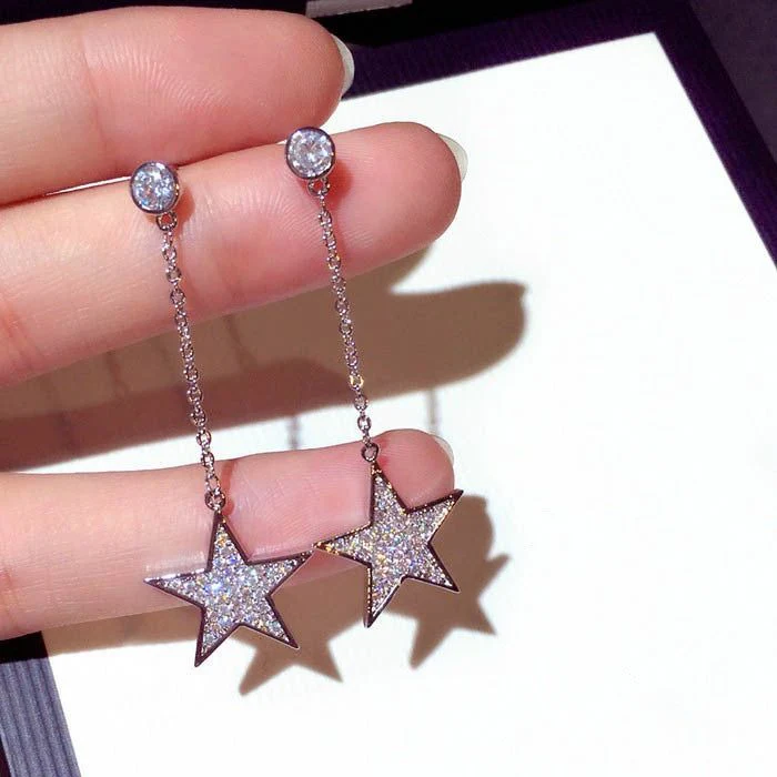 Five Pointed Star Long Earrings — Twinkles For You