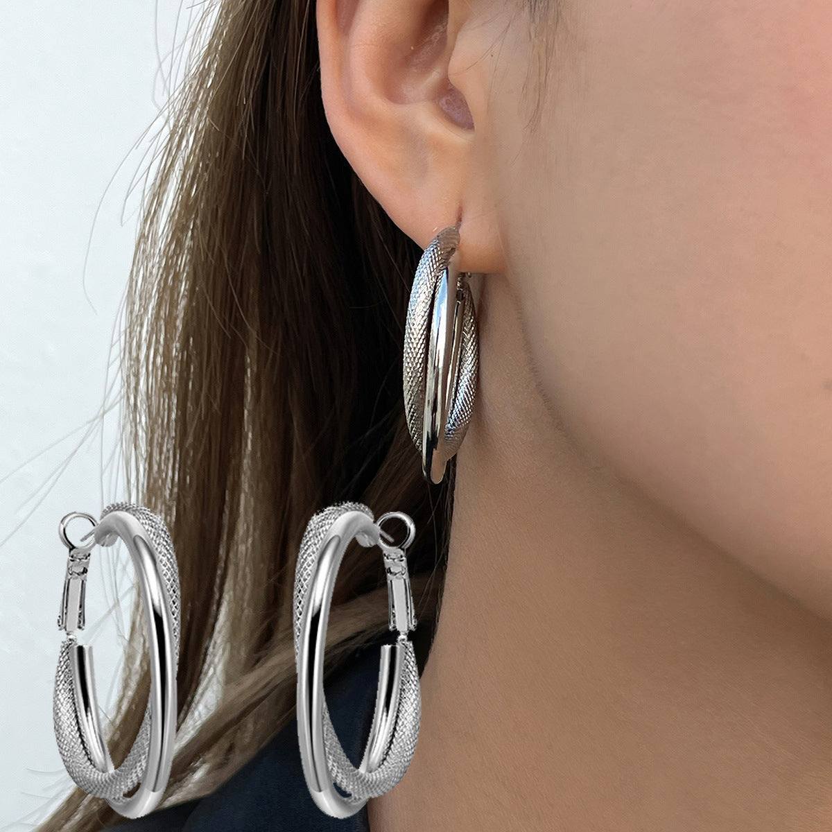 French Retro Exaggerated Silver Earrings — Twinkles For You