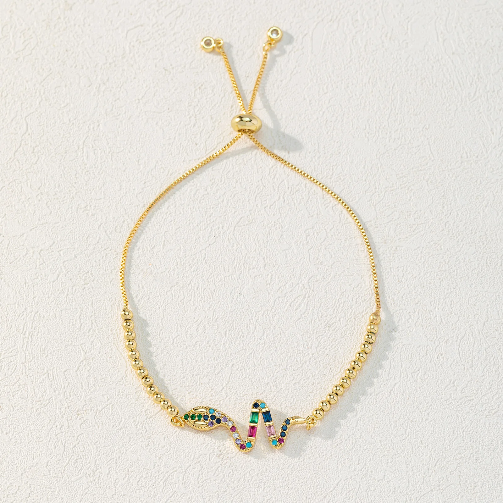 Zircon Gold Plated Copper Snake Bracelet — Twinkles For You