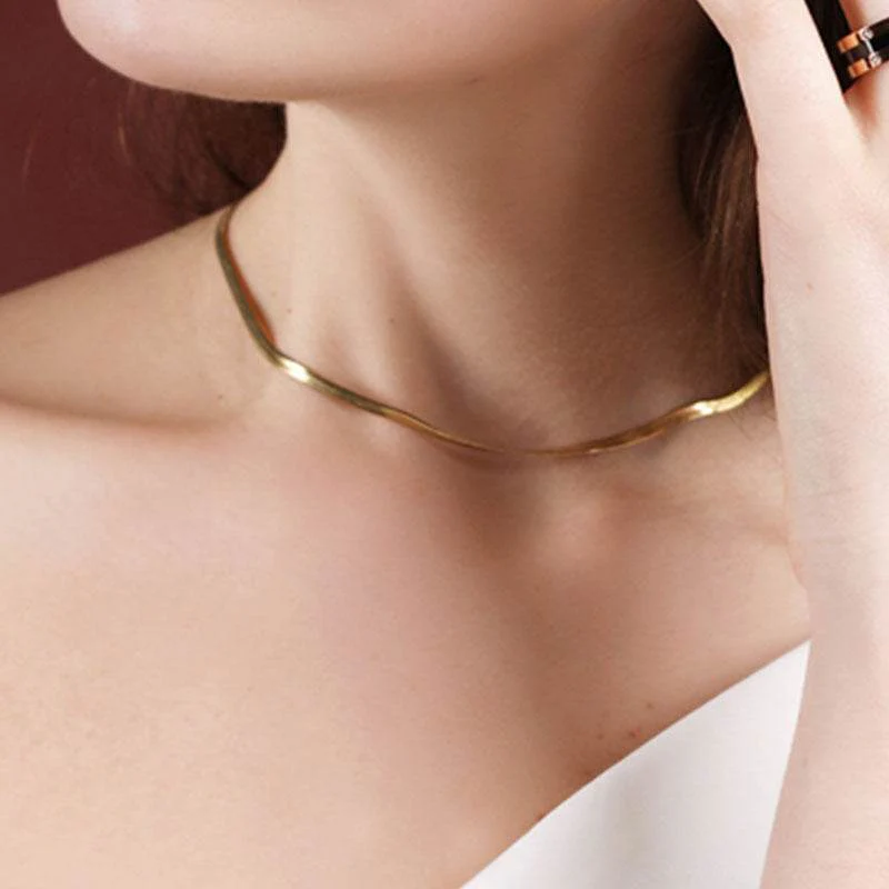 Golden Snake Bone Necklace — Twinkles For You
