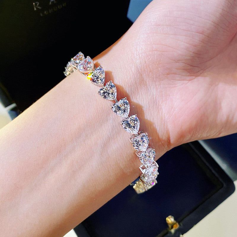 Imitation moissanite love heart bracelet — Twinkles For You