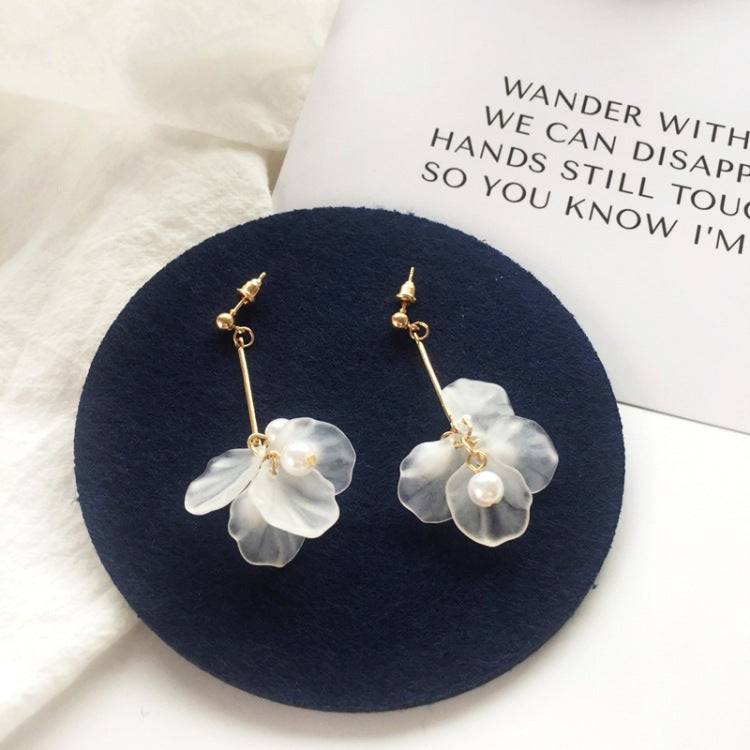 Long Flower Pearl Earrings — Twinkles For You