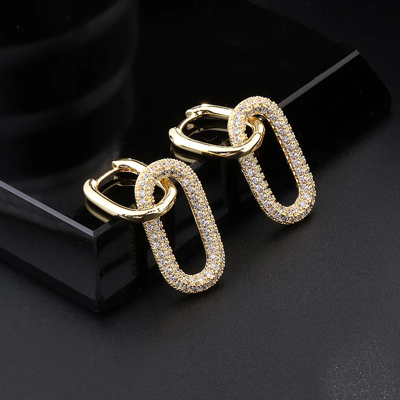 Personalized simple retro copper zircon earrings — Twinkles For You