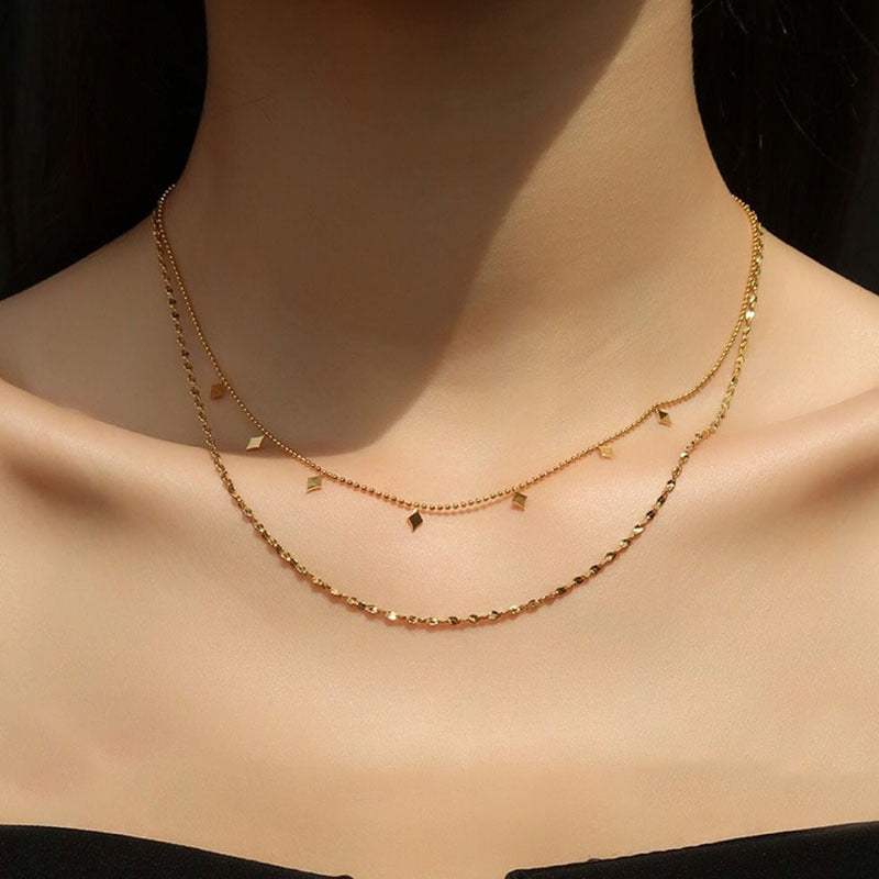 Rhombus Sequin Layer Necklace — Twinkles For You
