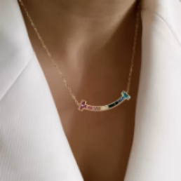 Simple Rainbow Smile Zircon Necklace  Premium Clavicle Chain — Twinkles For You