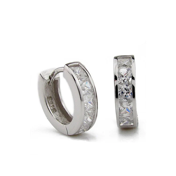 Square Diamond Extreme Sparkle Silver Earrings — Twinkles For You