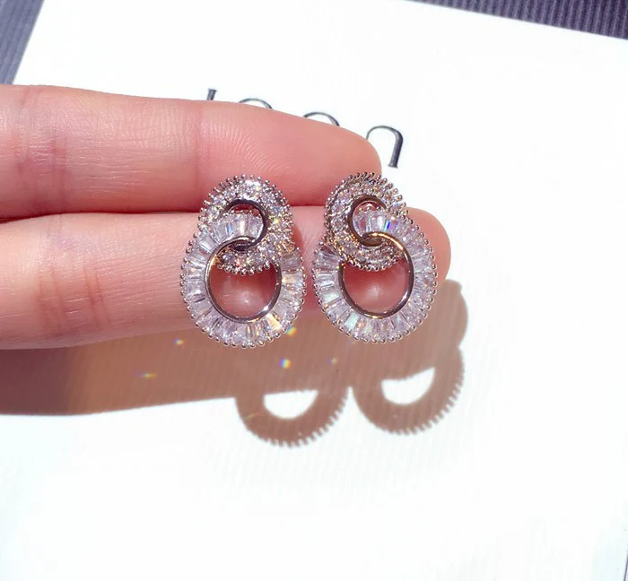 Super sparkling zircon large and small hoop earrings — Twinkles For You
