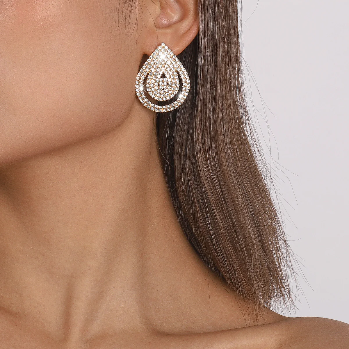 Water drop shaped full diamond small  fragrance style personalized earrings — Twinkles For You